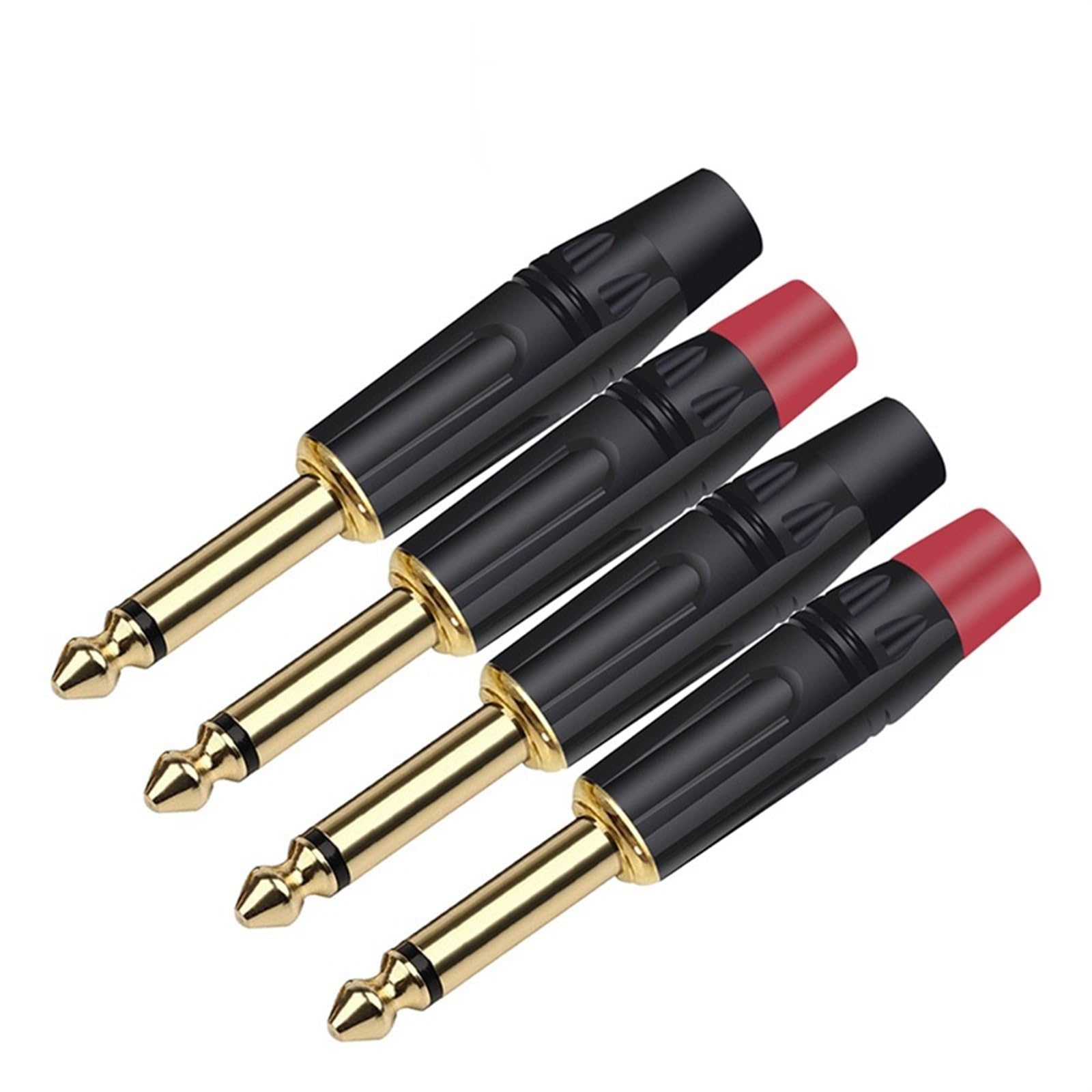 2 connettori da 6,35 mm maschio mono da 6,35 mm, connettore jack per microfono in ottone da 1/4" (rosso)
