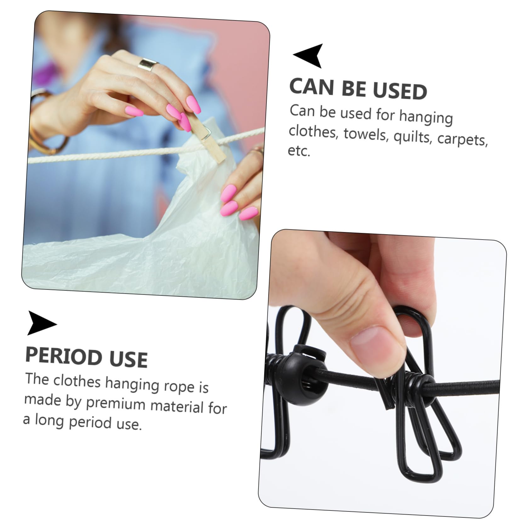 Cabilock 2Pcs Outdoor Clothesline with Windproof Clips Positioning Buckles Portable Travel Drying Rope for Camping Lightweight for Outdoor Use