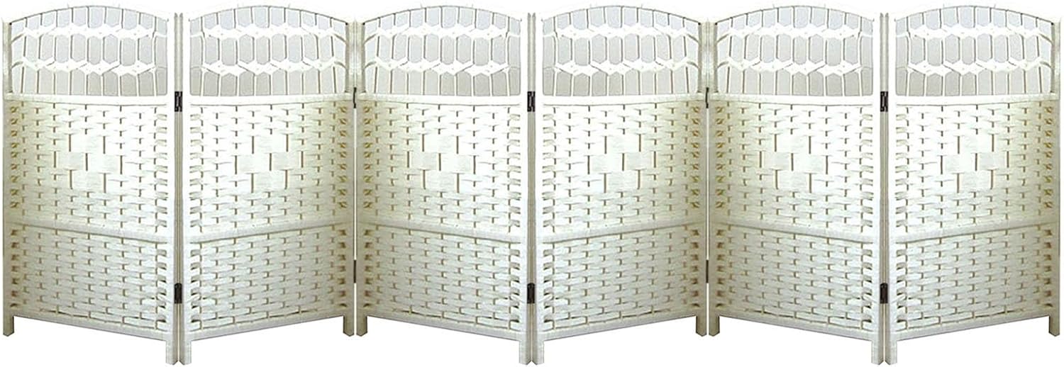 Short Room Divider Room Divider Panel,23.62In Tall Folding Weave Blackout Privacy Screen,Portable Freestanding Separator Partition Wall for Office Classroom Study,White,23.62 X 11.