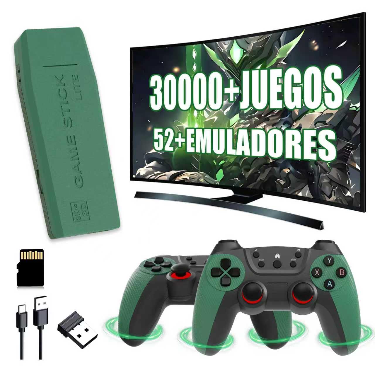 M22 U Retro Game Console with 30000+ Games and 52 Emulators, Retro Controller for Games, Video Output 4K HD 1080P, Two 2.4G Wireless Controllers, Plug&Play, Compatible with PC/Projector/TV