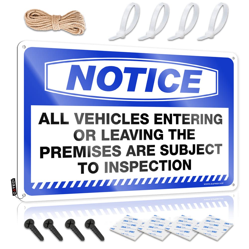 ZTBBDNQHA Home Bar Decor Notice Vehicles Are Subject To Inspection Tin Sign Beer Tin Signs Vintage Sets Bar Signs Vintage(30X40CM)