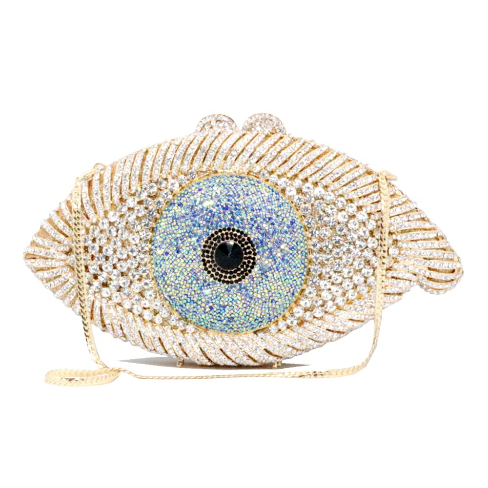 ChaliwiniDiamond Purse Designer Evil Eye Bags Bridal Wedding Evening Bag For Women Black Rhinestone Prom Crystal Clutch