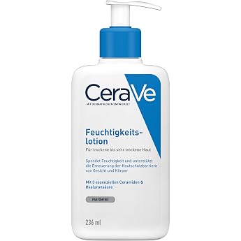 CeraVe Feuchtigkeitslotion f&uuml;r trockene Haut, K&ouml;rper &amp; Gesicht | Leichte Lotion mit Hyaluron und 3 Essenziellen Ceramiden, 48