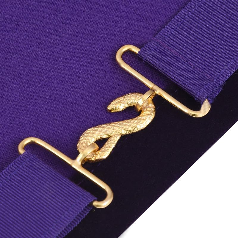 Bricks Masons Yellow Ceremonial Style Apron with Purple Velvet Trim, Embroidered Detail and Fringe
