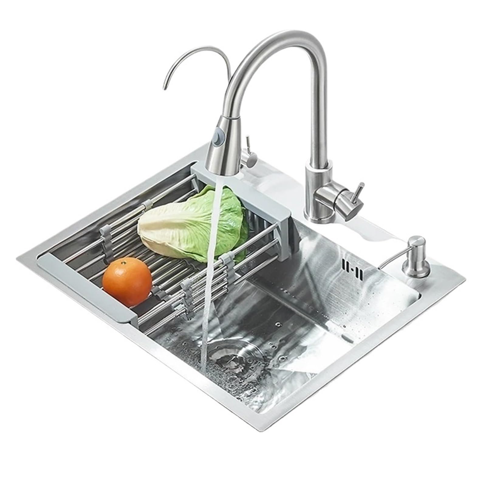 Kitchen Sink Inset 304 Stainless Steel Single Bowl Topmount Multifunctional Gourmet 55x45cm Easy to Clean Maintain