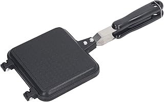 5.9 Inch Square Grill Pan Mini Sandwichs Maker Aluminium Alloy Anti Stick Double Sided Bread Panini Baking Press Flip Pan for Naans Bread Pancake