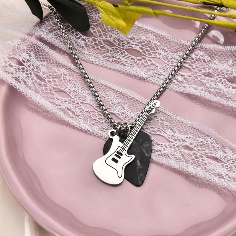 ShiQiao Spl Guitar Pick Necklace for Women Men Music Lovers Birthday Gifts for Guitar Lovers Music Necklace for Women Men Musical Necklaces for Musician Guitarist Appreciation Retirement Gift3
