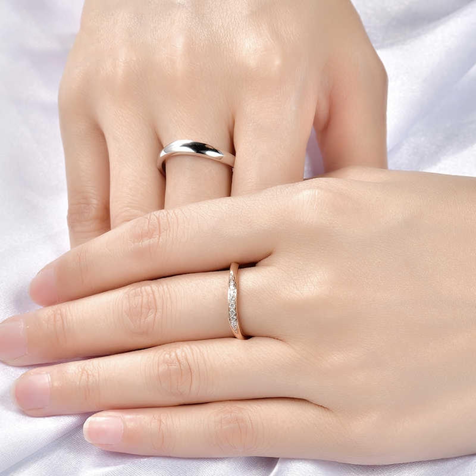 Anillos de boda de oro blanco de 9 K, simples alianzas de boda 375 de oro auténtico, sin piedras preciosas, 3,1 mm, para hombres, talla 52 (16,6)