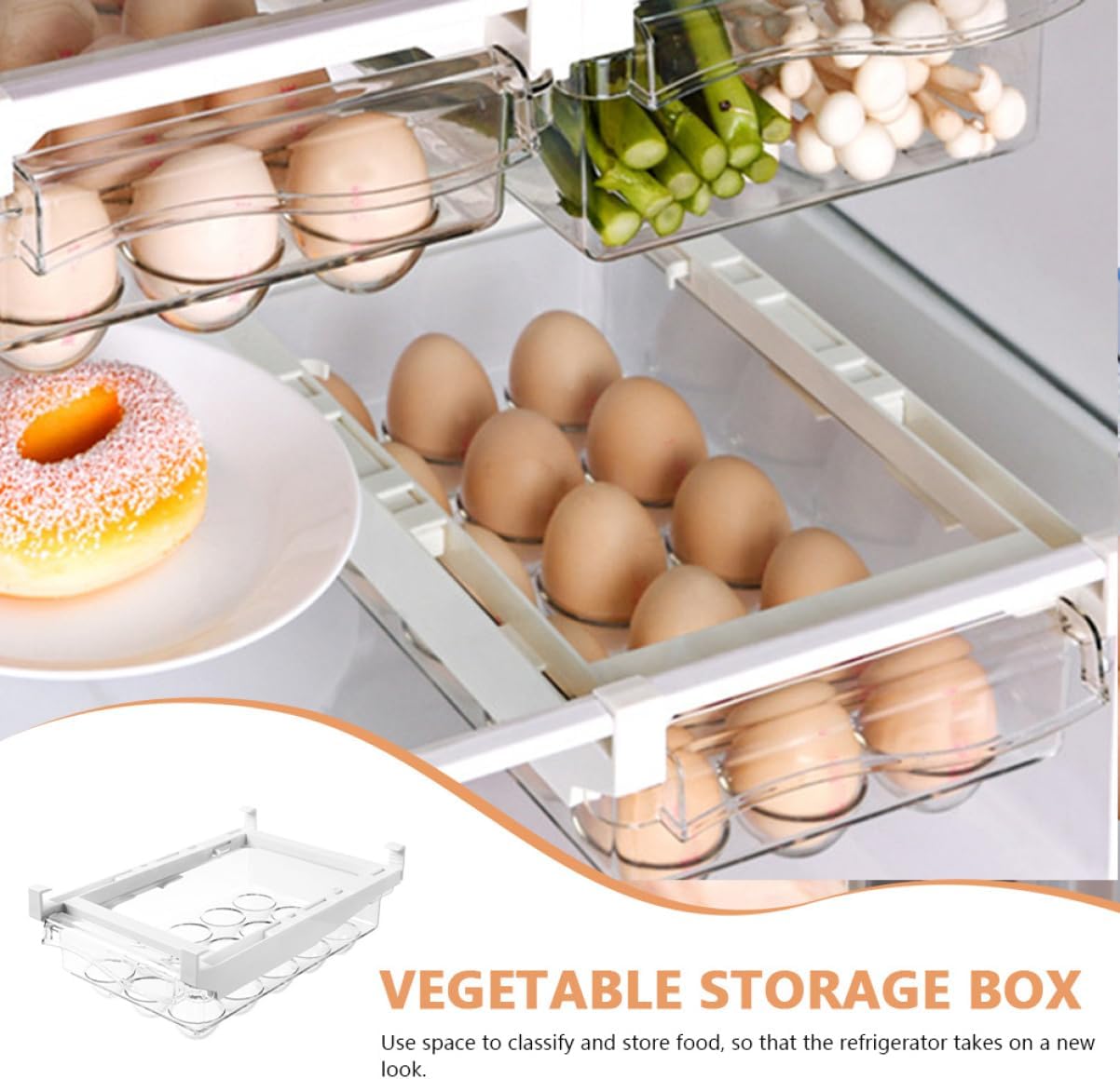 Refrigerator Storage Box Drawer Design Multi-functional Organizer for Kitchen and Fridge Keeps Fresh and Orderly Space-saving Food Storage