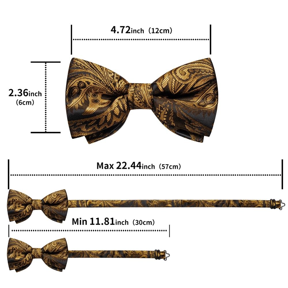 JFDBGU Bowtie Pocket Square Cufflinks Set for Wedding Party Business Pre-tied Bow Tie for Man Shirt Accessory