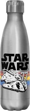 Star Wars Drinkware Vintage Falcon Stripes 17 oz Stainless Steel Water Bottle, Multicolored, 17 Ounce