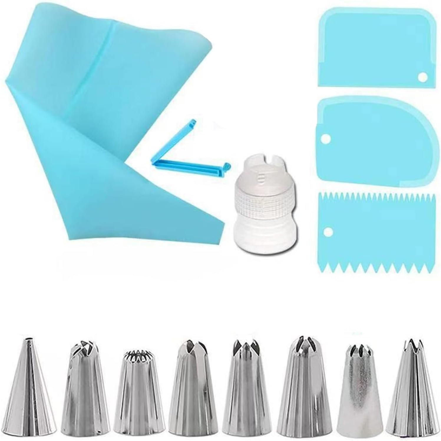 14/20Pcs Piping Nozzle Set,Cake Decorating Nozzles, Pastry Baking Supplies(14Pcs White)