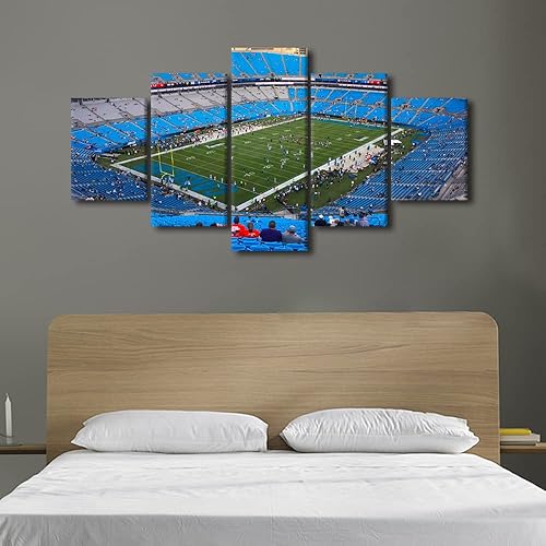 Vista 489 de Cuadros de estadios deportivos de fútbol americano de Minnesota, cuadros de vikingos, 5 paneles, lienzo para pared, arte de pared del estadio