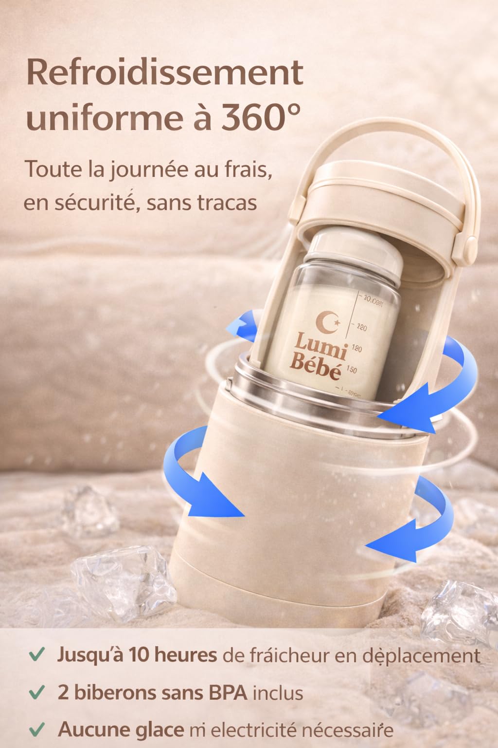 Glacière pour Lait Maternel | Sac Isotherme Portable pour Biberons – Compact, Étanche et Élégant