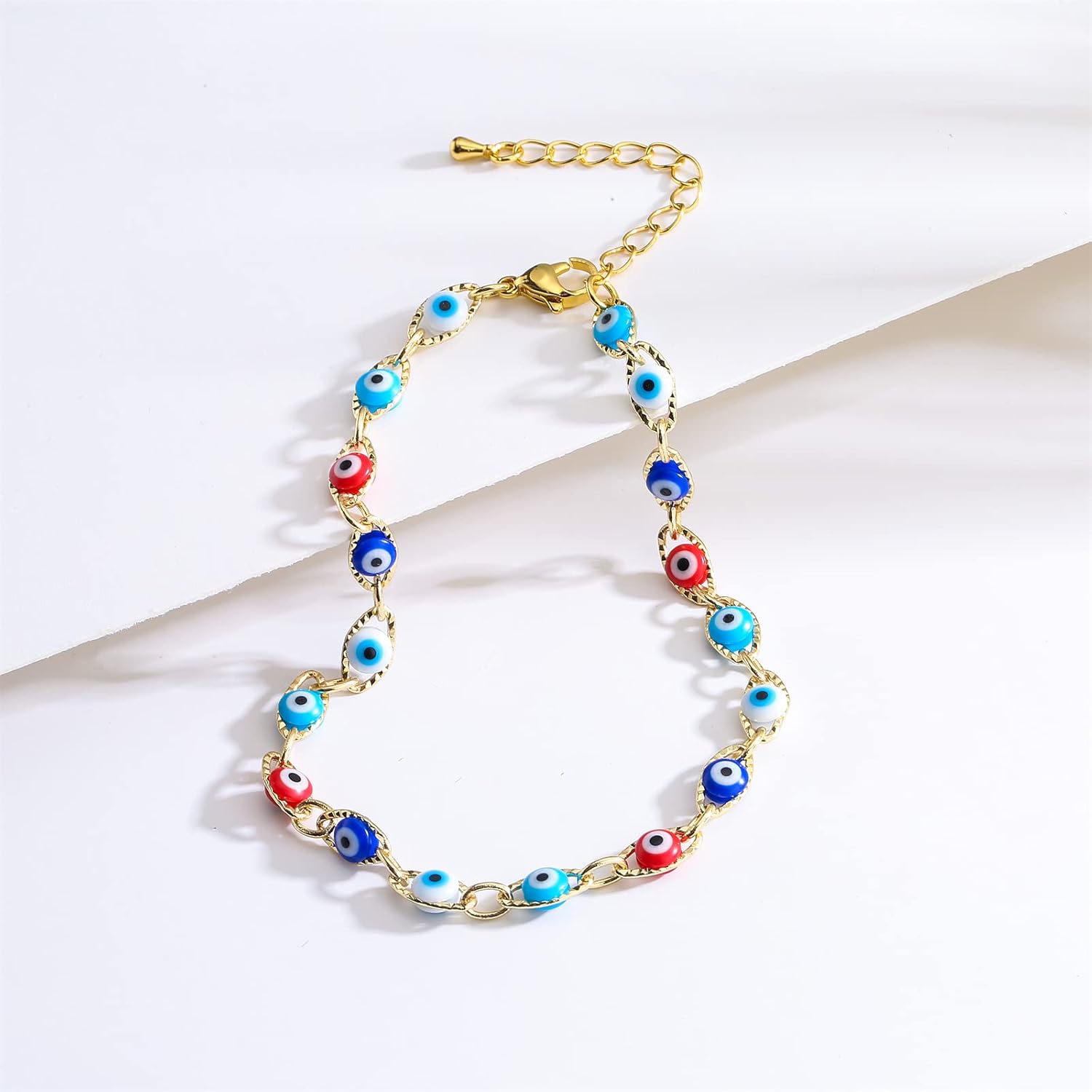 Gold Evil Eye Charm Anklet,18K Gold Plated Boho Beach Dainty Cute Tiny Lucky Foot Chain Ankle Bracelet For Women - Image 6