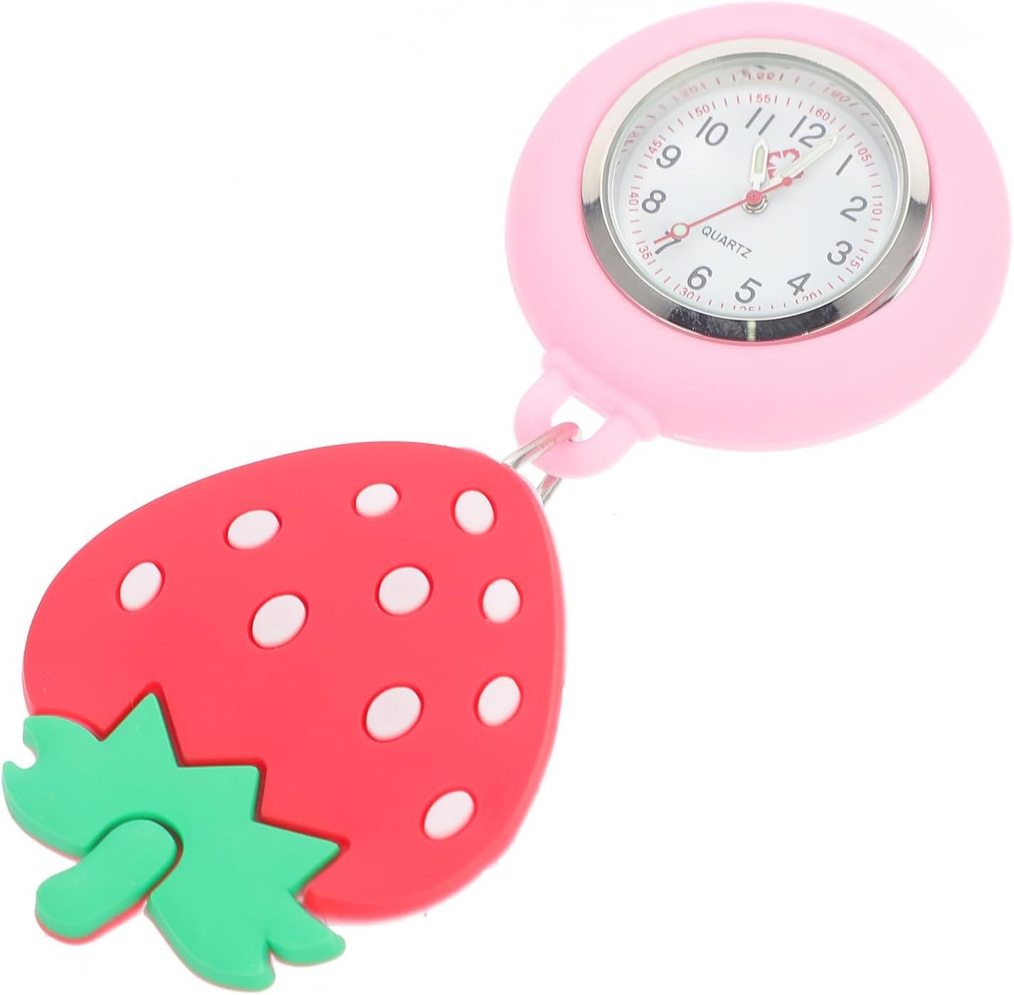 UPKOCH Stretchable Strawberry Cartoon Nurse Pocket Watch Soft Silicone Hanging Lapel Chest Watch for Staff with Sweep Movement