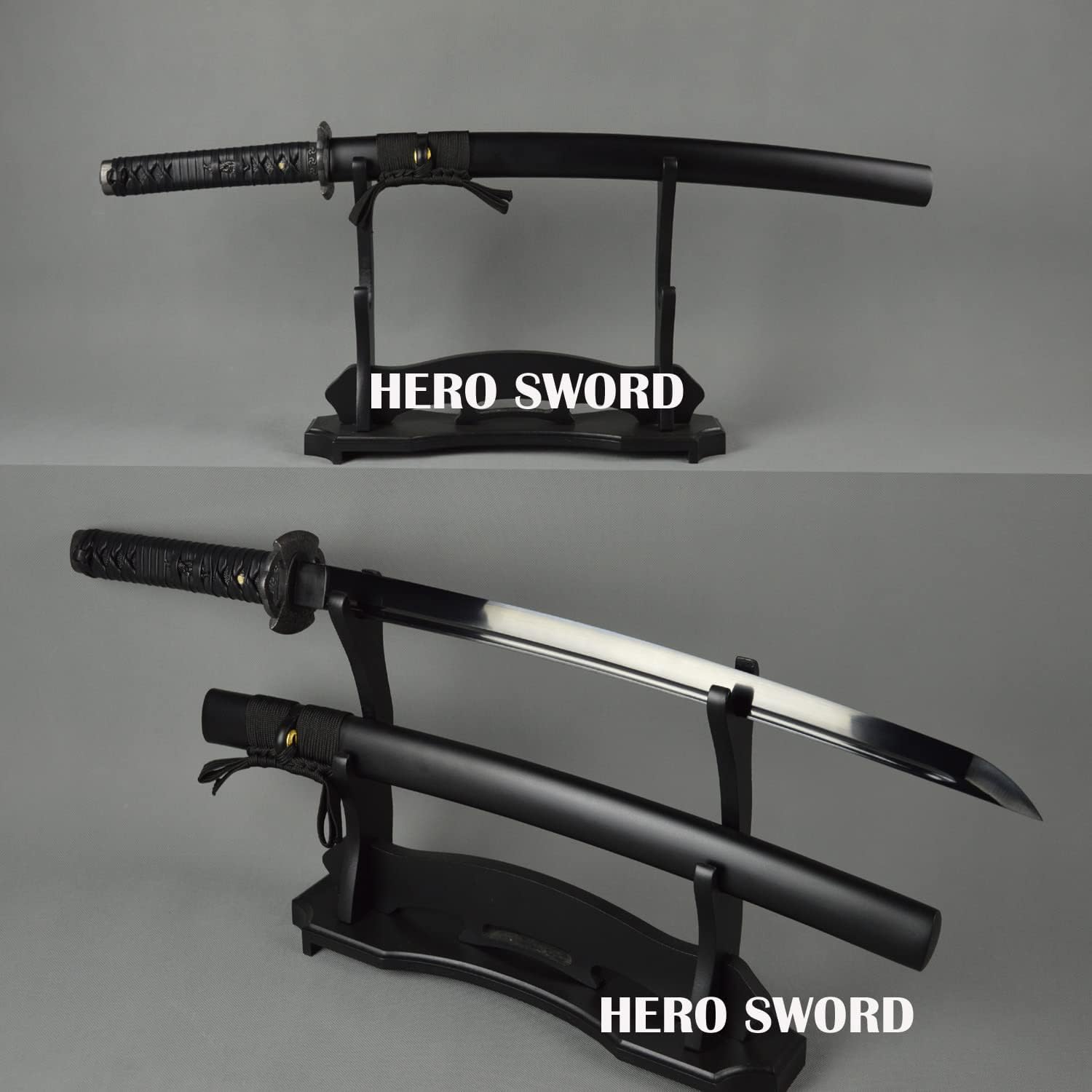 Real Sharp Full Black Blade Japanese Wakizashi Samurai Sword Combat Ready 1095 high Carbon Steel Middle Katana 30.7'' Knife Full Tang Weapon Best Gift for Men Women