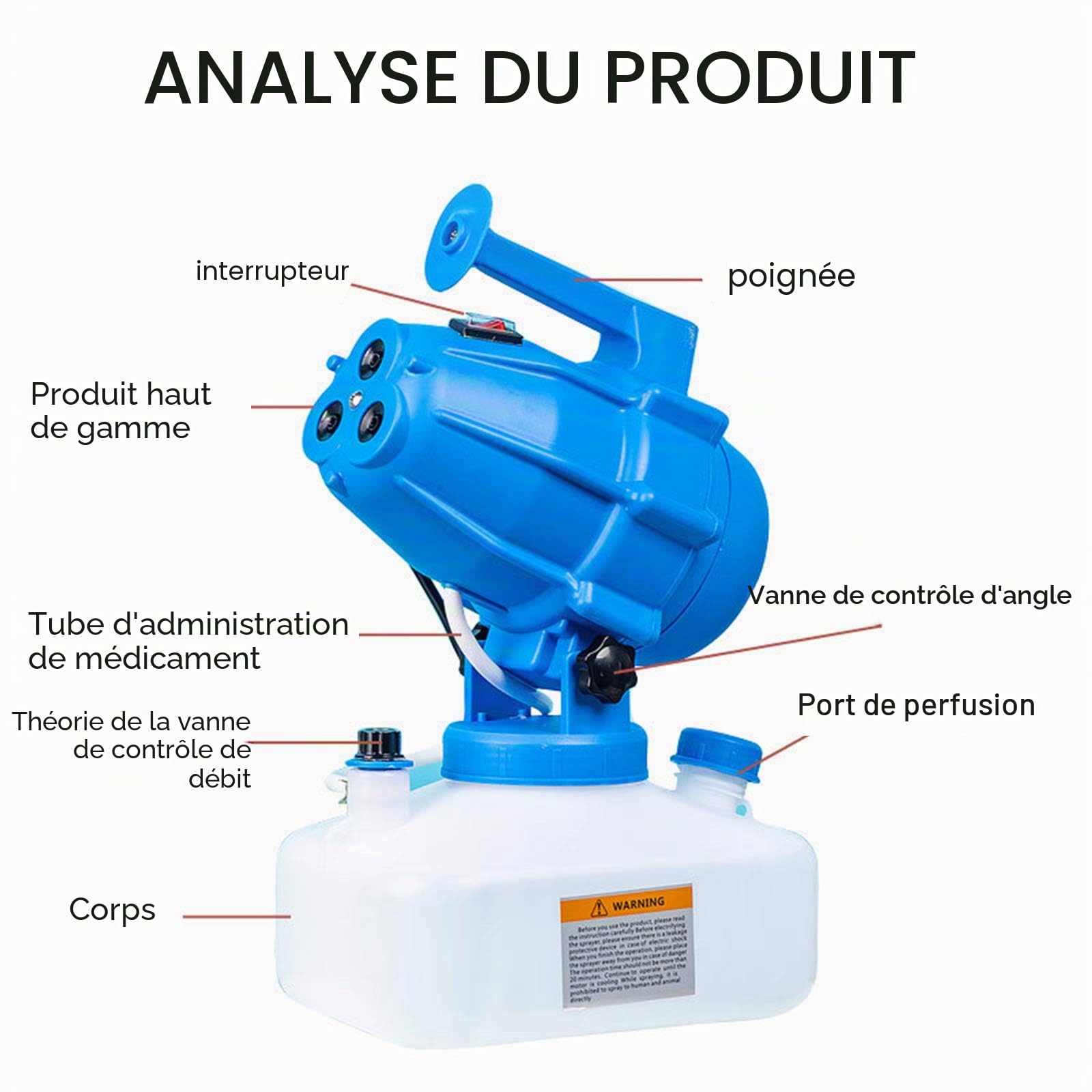 Nebulisateur Desinfection, PulvéRisateur DéSinfectant pour Tueur de Moustiques et Machine à Brumiser pour L'HygièNe IntéRieure/ExtéRieure - Capacité 5L (Bleu)