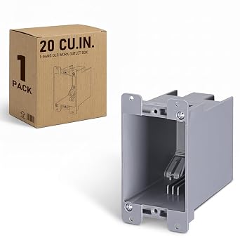 LEONLITE 20 Cubic Inch Single Gang Old Work Electrical Outlet Box | Ultra-deep Device Box, One Gang Electrical Junction Box for Switch, GFCI, Outlet Box for Home Improvement, ETL, Gray, PVC