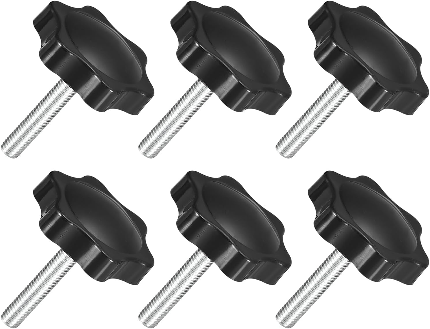 sourcing map 6Pcs M5 x 25mm Star Knobs, Plastic Hex Shaped Clamping Knob Screw Hand Tightening Replacement Knob for Umbrella Base Replacement knob