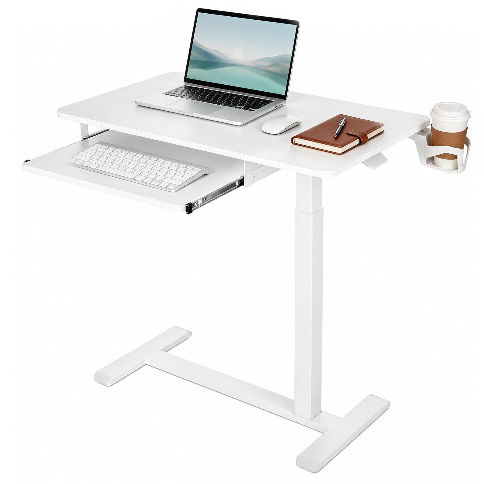 VEVOR Table de Lit à roulettes Cachées 80x45cm Plateau pour Clavier Blanche