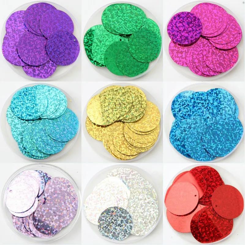 Lentejuelas planas for manualidades, 500 g, 30 mm, 40 mm, 50 mm, redondas grandes, con 1 agujero lateral, accesorios de costura manual.(Ab Pink,30mm)