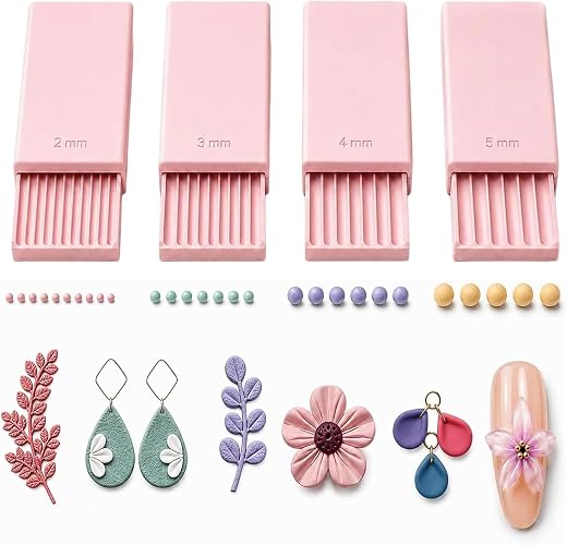 3D Print Clay Gel Ball Maker Tool, Clay Gel Ball Maker Tool, Nail Art Bead Roller for 3D Gel Flowers Polymer Clay 2-5mm Sphere Shaper Roller Tool, Pink