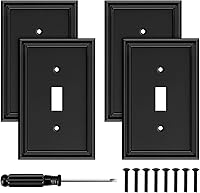 Vista 1 de Placa Decorativa Moderna Negra para Interruptor de Luz, Cubiertas de Tomacorriente Decorativas, Placas de Interruptor Basculante, Material de Fibra