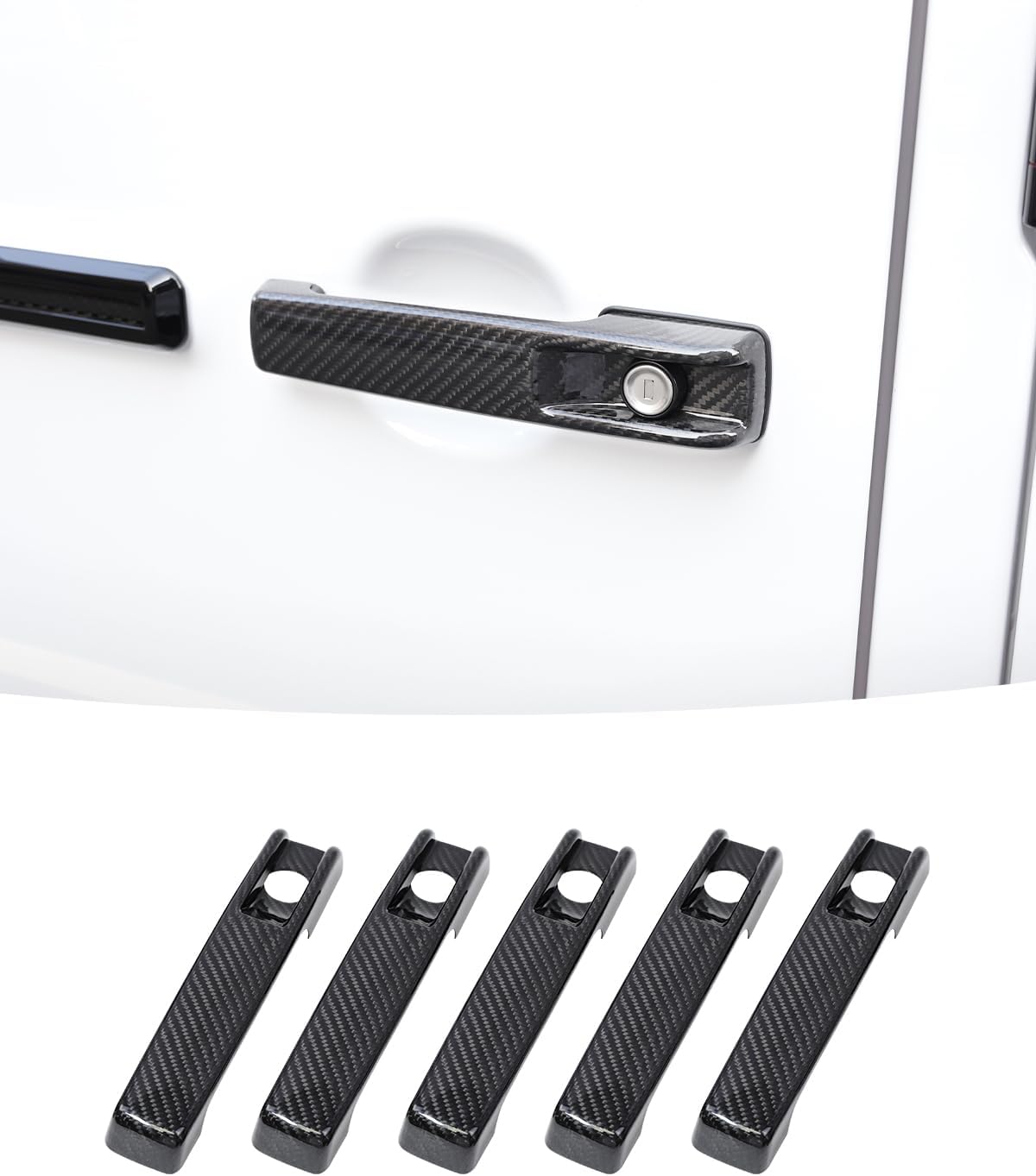 Real Carbon Fiber Exterior Door Handle Cover Trim Accessories Compatible with Mercedes Benz G Class W464 G65 G55 G63 G500 G550 G350 2019-2025