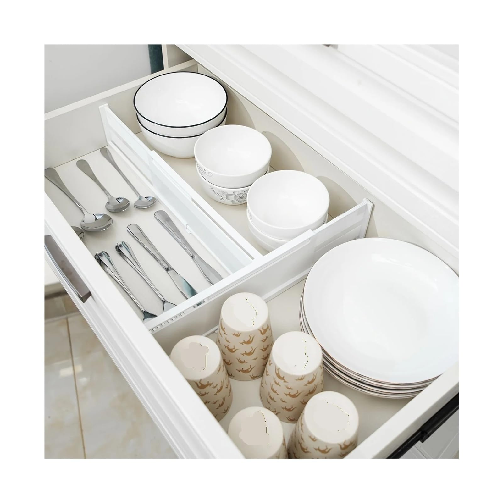 Generico Separadores de cajones Ajustables, separadores Cocina expandibles, tocador for Estante Ropa, 6 uds