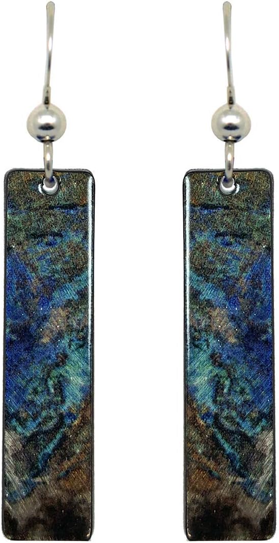 d'ears Azurite Earrings, hang 2 inches; Made in U.S.A. sterling silver ear wires #2442