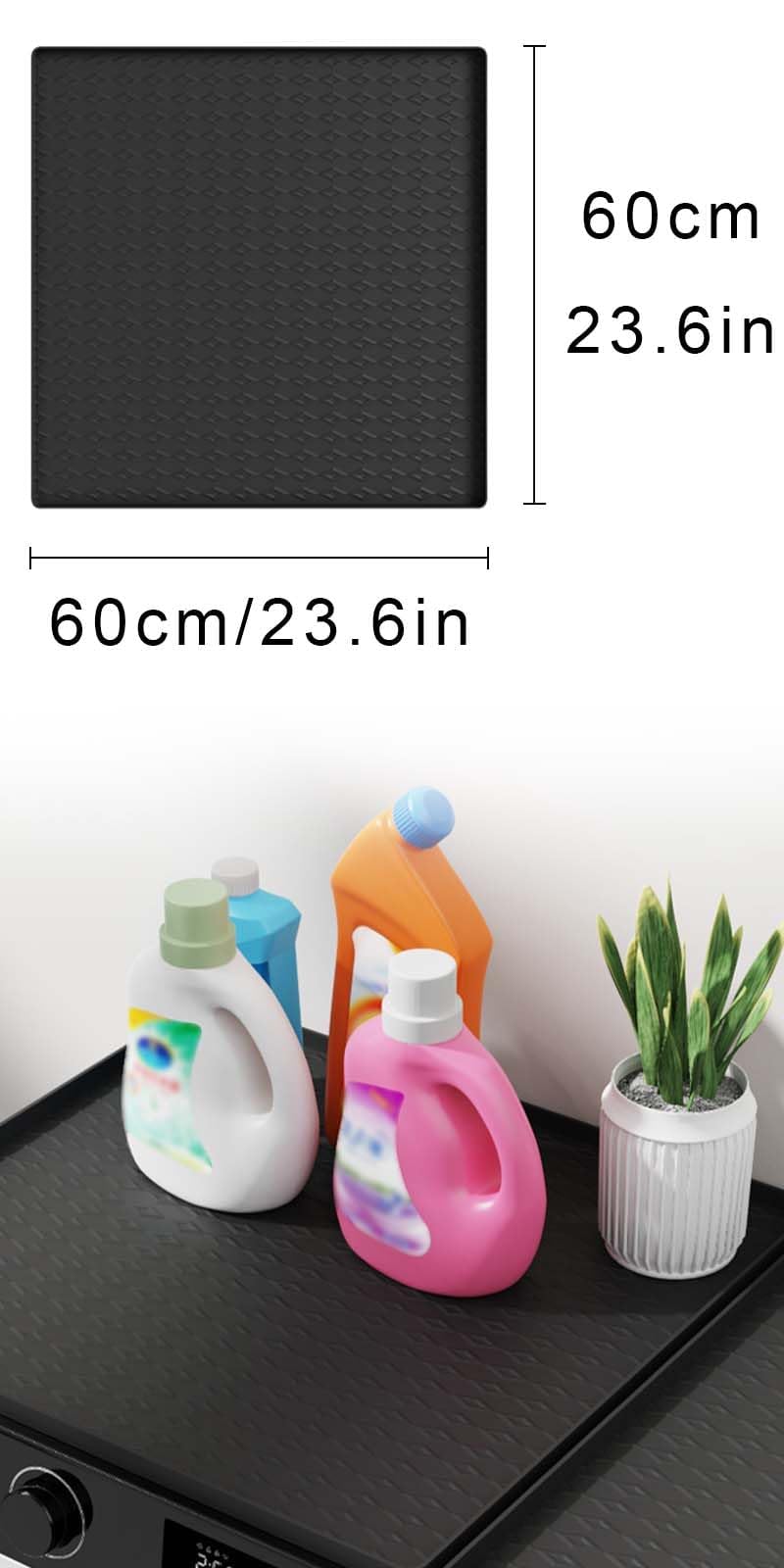MINZHI 60 * 60 cm, Wiederverwendbare Tropfschale, Kühlschrankmatten mit Erhöhtem, Tropfschale für Waschmaschine, Mini-Kühlschrank-Silikonmatte, geeignet für Kühlschränke, Waschmaschinen, Weinschränke