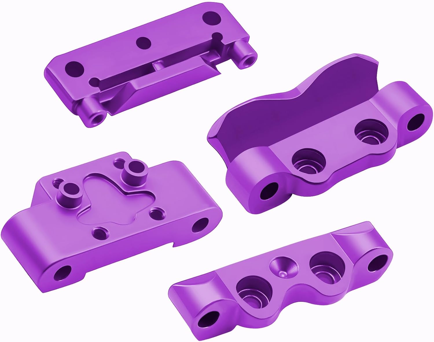 Aluminum Front Bulkhead & Rear Pin Mounts Set for Losi Micro-B & Micro-T – Durable CNC Upgrade Parts RC Car Accessories for Performance & Replacement (Purple)