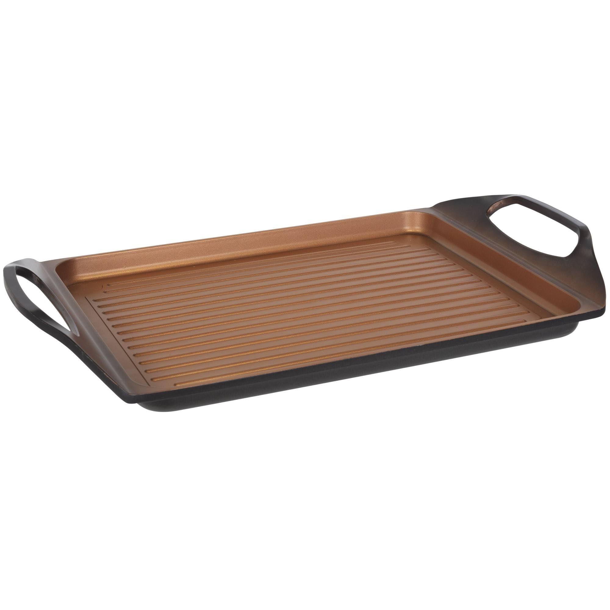 Colección Origen: set de Cacerola con tapa de vidrio, 20 cm, con Plancha asador/grill 45 cm, y Sartén 28 cm, aluminio forjado, aptas para inducción