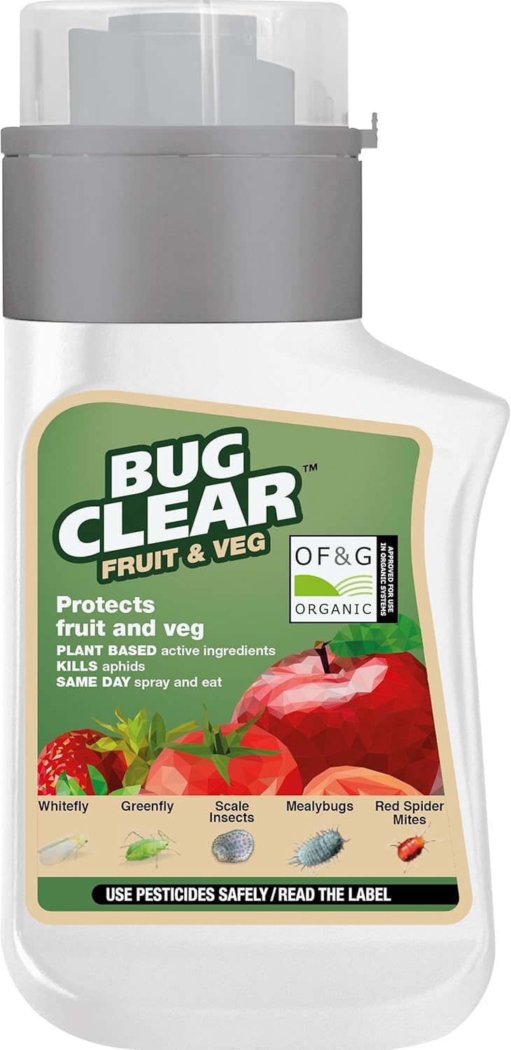 BugClear Fruit & Veg 210ml | Plant-Based Aphid, Mite & Mealybug Killer | Organic-Approved Rapeseed Oil Formula | Same Day Spray & Eat Safety | Concentrated Formula Makes 10.5 Litres of Protection