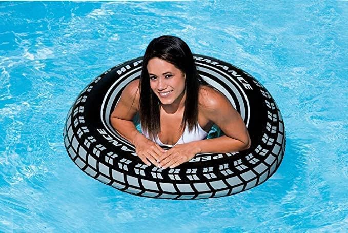prexi Swimming Pool Tube for Adults Big Size Cool Black Wheel Tire Men Swimming Ring Adult Inflatable Pool Float Tube Circle Summer Water Toys Air Mattress (80 CM)