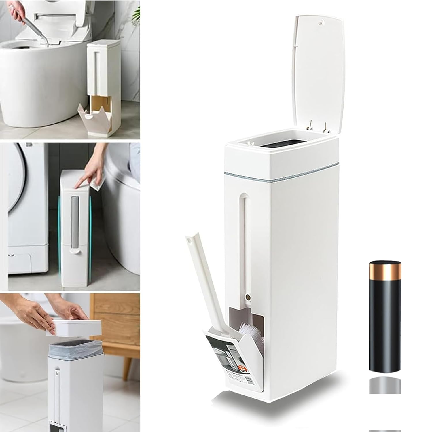 Amazon.com: Slim Bathroom Trash Can with Lids, RV Toilet Brush and ...