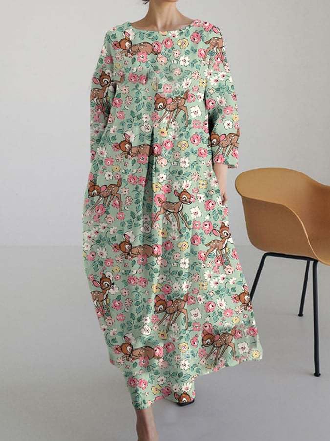 Women's Flowy Oversized Baggy Colorful Boho Floral Printed Maxi Dresses Loose Casual Long Sleeve Dress - Image 2