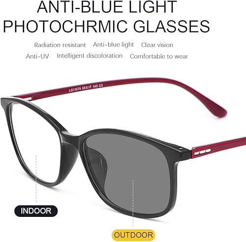 Miniatura 5 de Gafas de sol fotocrómicas antideslumbrantes fotocromáticas con bloqueo de luz azul para computadora