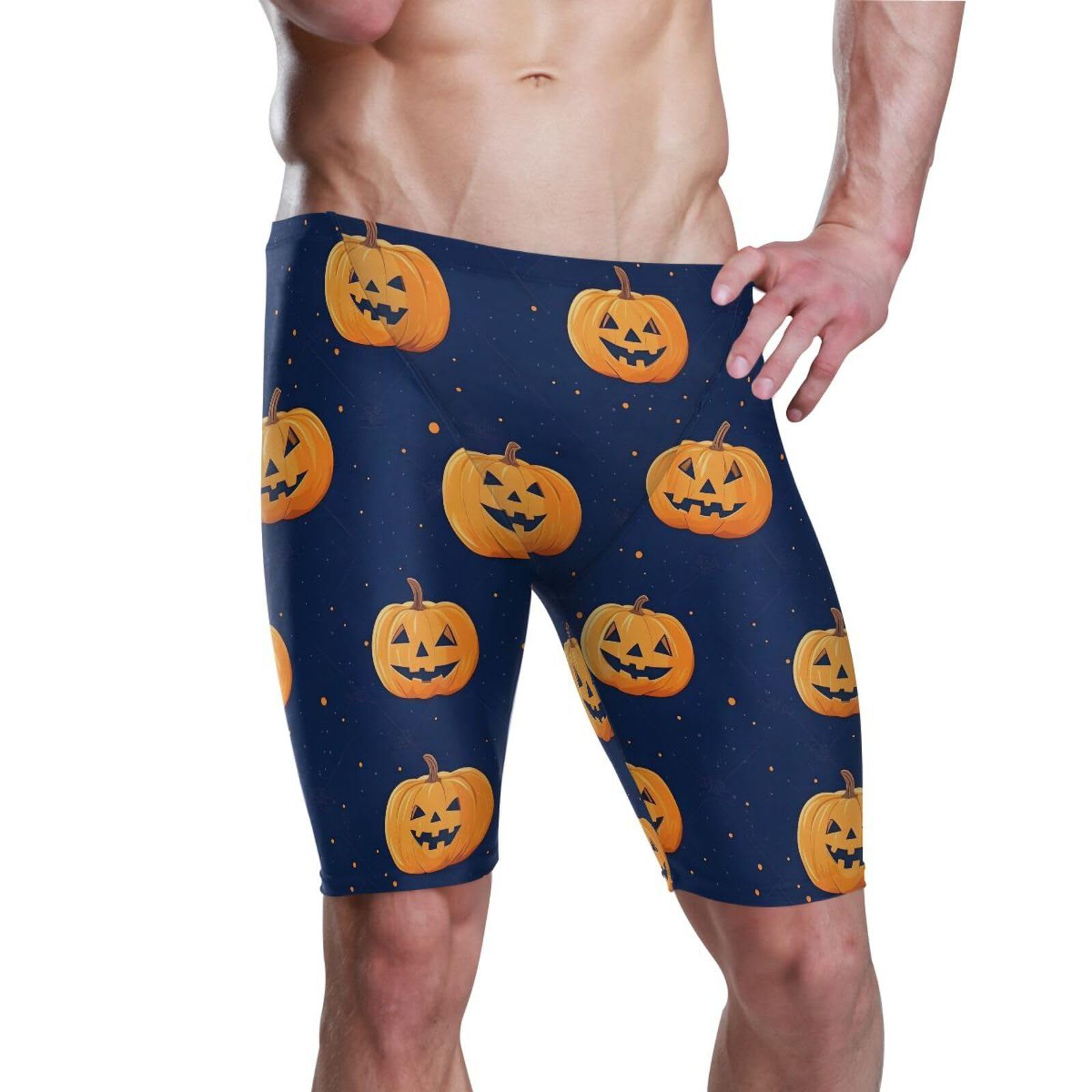 Mens Swimsuit Halloween Pumpkin Swim Jammers for Men L 202b8228