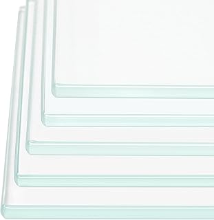 5pcs Tempered Rectangle Glass Floating Shelves for Wall-3/16 Thick -Pencil Polished Float Glass Shelf Panels (10 * 36)