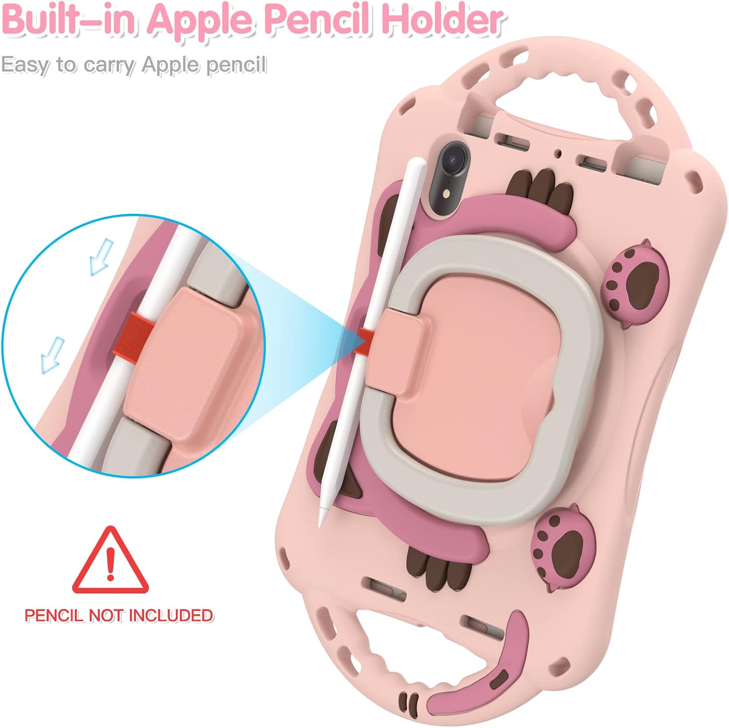 Shockproof Kids Case for iPad Mini 6 8.3 inch 2021,Cute Cat Heavy Duty Protective Case for iPad Mini 6 2021 (8.3 Inch) W 360° Rotating Kickstand+Handle+Shoulder Strap image 3