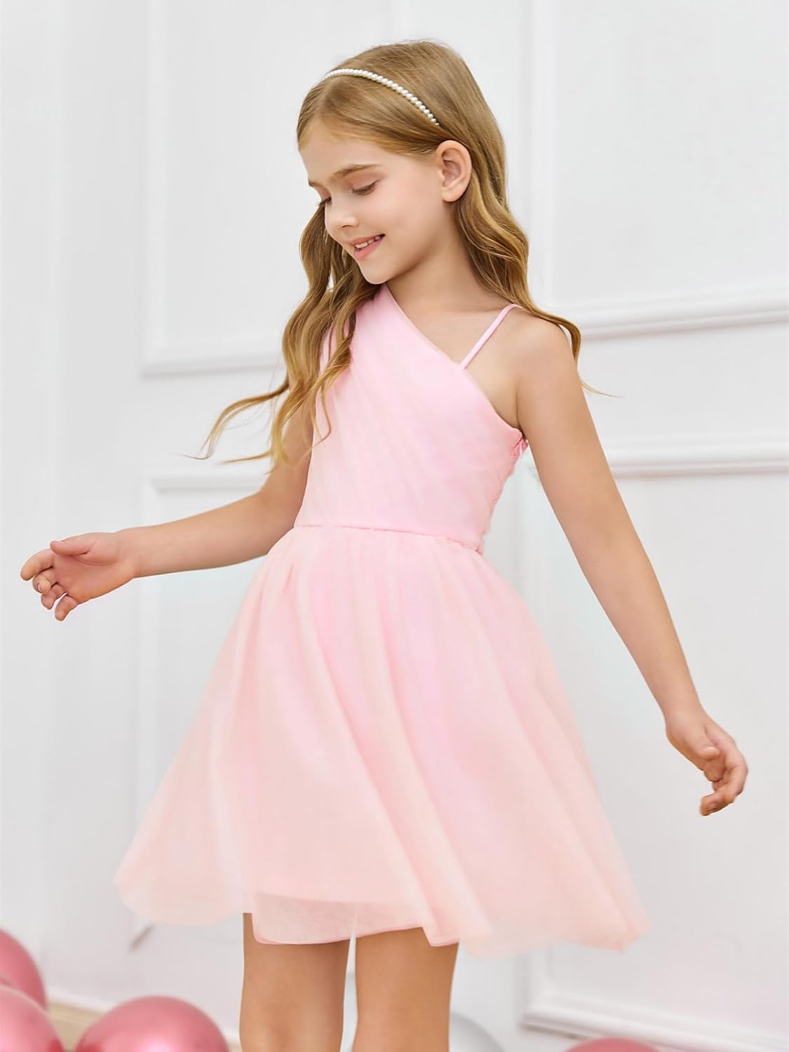 Batermoon Girls One Shoulder Dress Summer Party Graduation Semi Formal Short Dresses 5-14 Years - Image 3