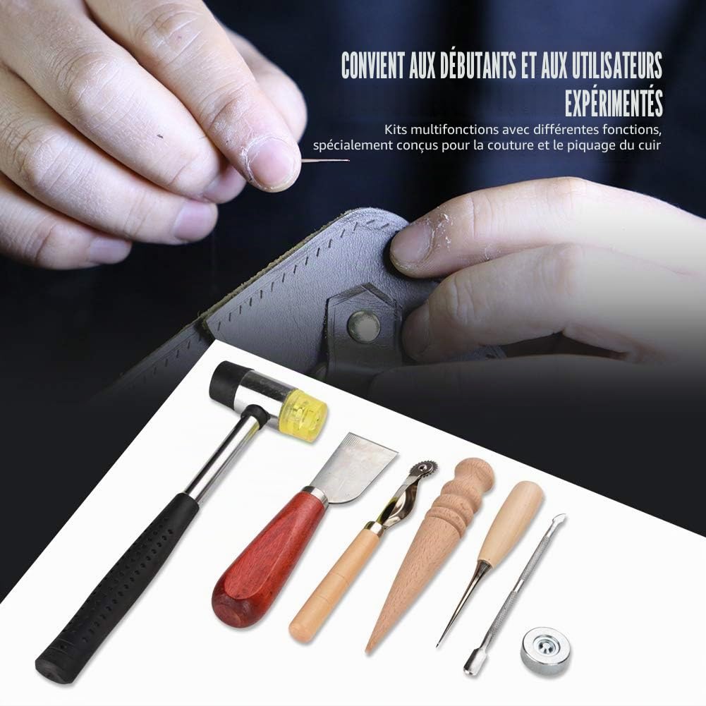 42pcs kit d'Artisanat en Cuir avec des Outils de Travail en Cuir, kit de Perforation Bricolage Professionnel Outils de Couture