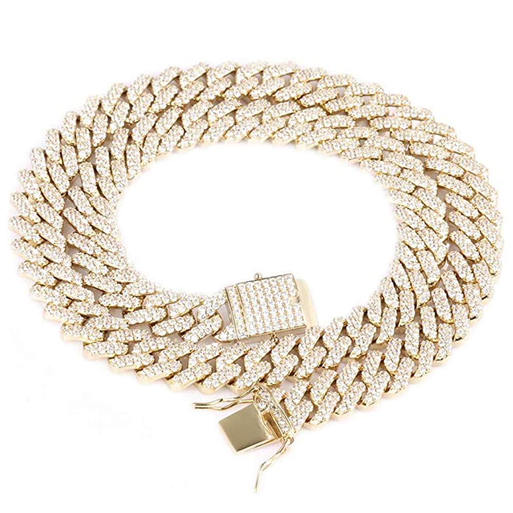 EMESLY Miami Cuban Link Chain 14K Gold Plated Necklace (16, 18, 20, 22, 24, 30 Inches Length); Hip Hop Bracelet (8" Length) for Men & Women; Perfect