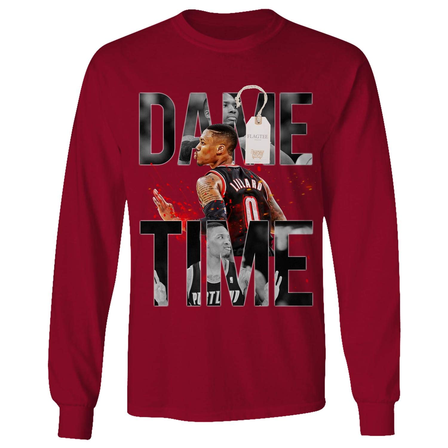 Flagtee Porland-Damian Dame Time Basketball Jersey 0 Lillard T-Shirt