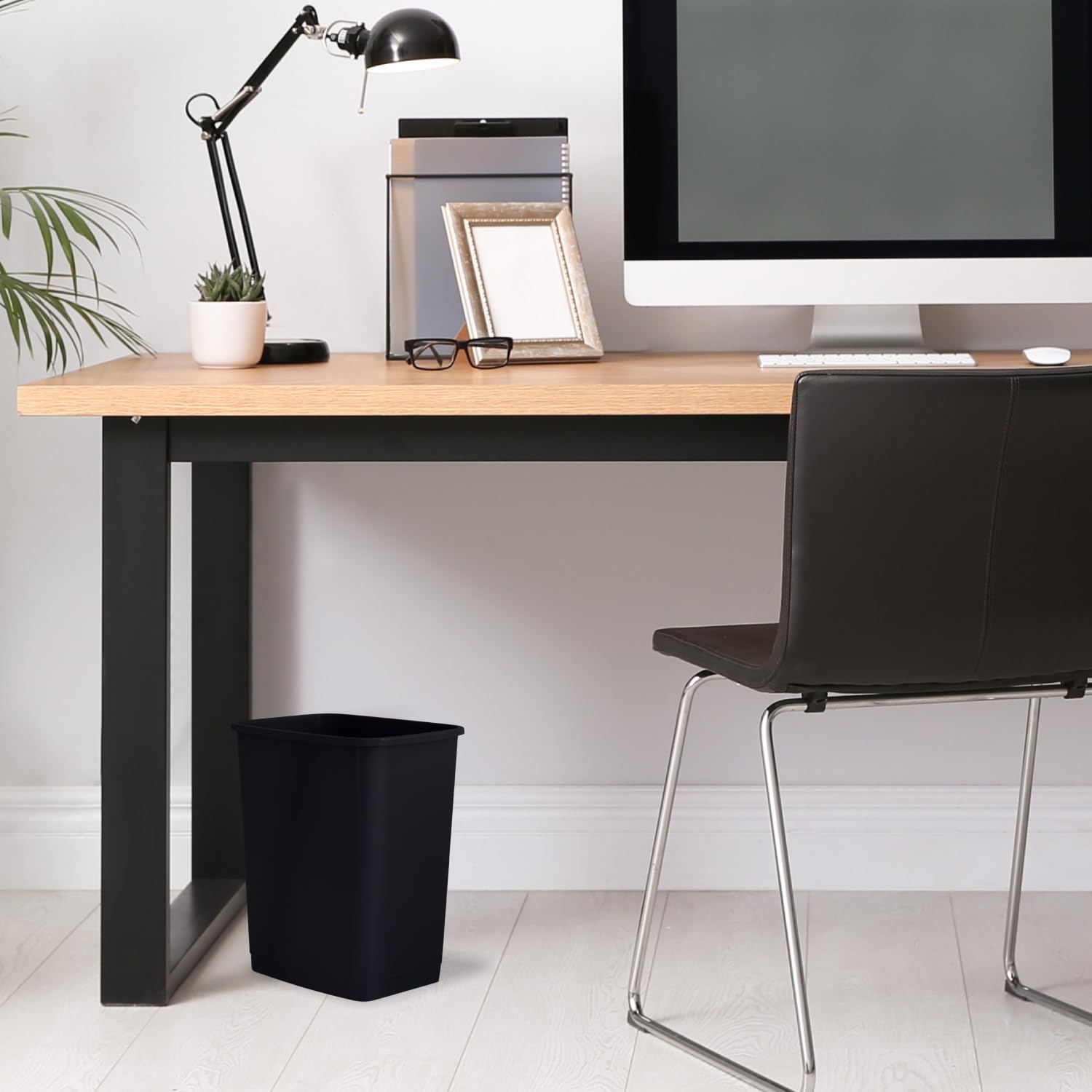 Superio Small 2.5 Gallon Plastic Trash Can, Waste Bin for Under Desk, Office, Bedroom, Bathroom- 10 Qt (6, Black)