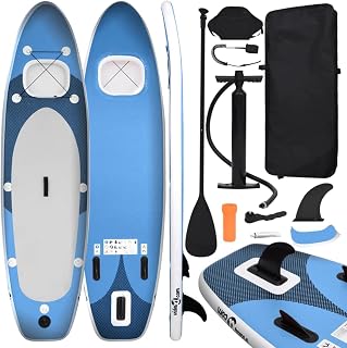 vidaXL Inflatable Stand Up Paddle Board Set Sporting Goods Water Sports SUP Board Set Inflatable Paddleboard Surfing Adult PVC Sea Blue