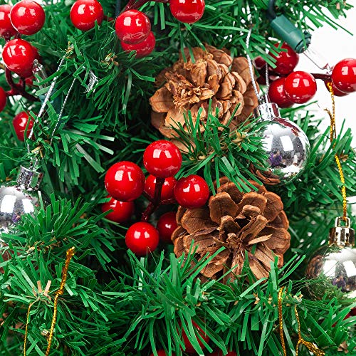 Joiedomi 23 Inch Tabletop Christmas Tree, Artificial Mini Xmas Pine Tree with LED String Lights and Ornaments,Christmas New Year Decoration Tree Decor