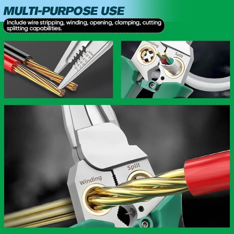 8-in-1 Voltage Testing Wire Stripper Pliers | Wire Stripper & Crimper for Electrical Work | AC/DC Tester for 12-250V | Hand Tool for Electricians, DIY, Auto Wiring